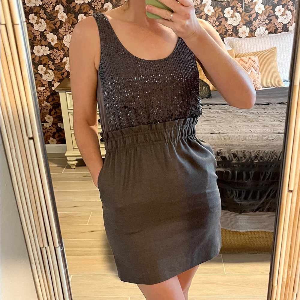 J. Crew Silk and Wool Blend Dress in Brown